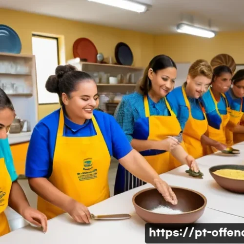 Home 31 교도소 출소 후 직업 훈련 프로그램 - A vibrant vocational training classroom in Brazil’s Nordeste region, showing a diverse group of adul...